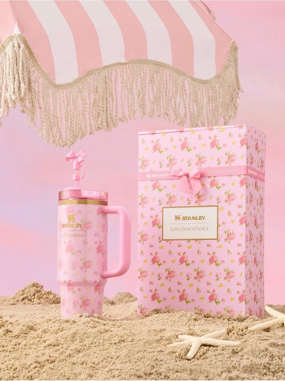 STANLEY Loveshackfancy Pink Floral Tumbler - 40 OZ - Ibiza Sunset